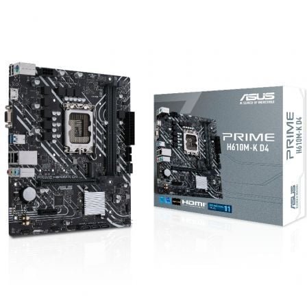 Placa base asus prime h610m-k d4/ socket 1700/ ddr4/ pcie 4.0/ micro atx