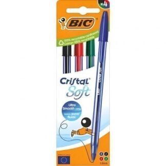 Bolígrafo de tinta de aceite bic cristal original 516343/ 4 unidades/ colores surtidos