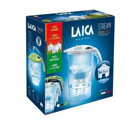Pack jarra filtrante laica stream line/ 2.3l/ blanca/ jarra + 3 filtros bi-flux - Imagen 3