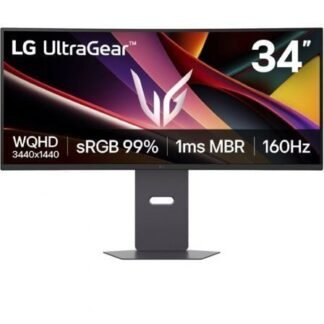 Monitor gaming ultraparonámico curvo lg ultragear 34g600a-b 34"/ wqhd/ multimedia/ 5ms/ 160hz/ va/ regulable en altura/ negro
