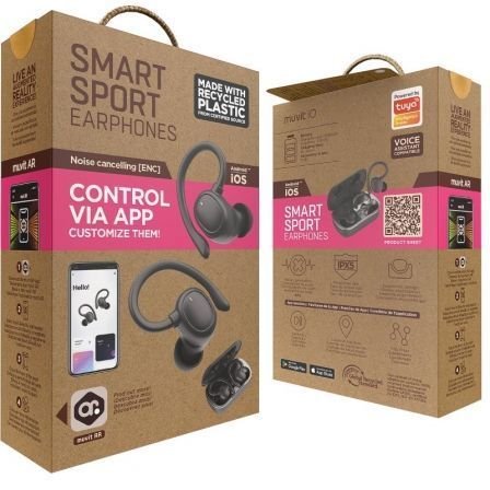 Auriculares deportivos bluetooth muvit io smart true wireless sport enc con estuche de carga/ autonomía 6h/ negros - Imagen 5