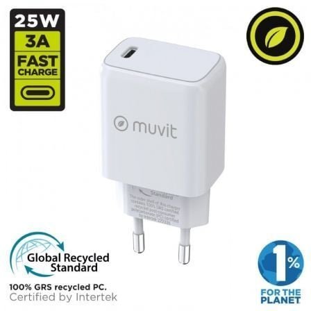Cargador de pared muvit for change mcacc0012/ 1xusb tipo-c/ 20w - Imagen 2