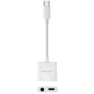 Adaptador audio nanocable 10.24.1206/ usb tipo-c macho - jack 3.5 hembra/ usb tipo-c hembra/ blanco