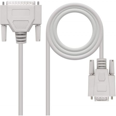 Cable serie null modem nanocable 10.14.0802/ db9 hembra - db25 macho/ 1.8m/ beige - Imagen 2