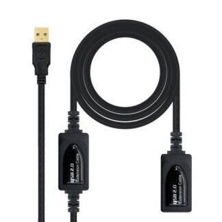 Cable alargador usb 2.0 nanocable 10.01.0212/ usb macho - usb hembra/ 10m/ negro