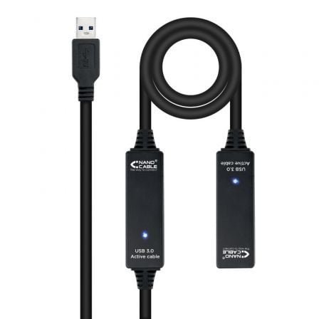 Cable alargador usb 3.0 nanocable 10.01.0313/ usb macho - usb hembra/ 15m/ negro