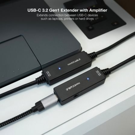 Cable alargador usb tipo-c 3.2 con amplificador nanocable 10.01.1312/ usb tipo-c macho - usb tipo-c hembra/ 10m/ negro - Imagen 5