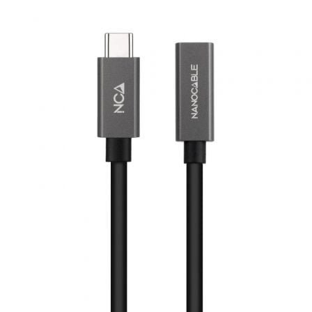 Cable alargador usb 3.2 nanocable 10.01.4401-l150/ usb tipo-c macho - usb tipo-c hembra/ 1.5m/ negro