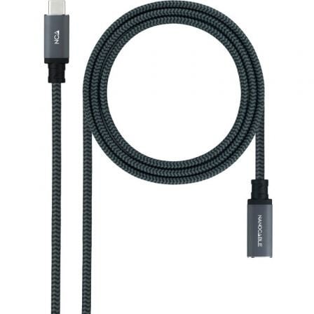 Cable alargador usb tipo-c 3.2 nanocable 10.01.4501-comb/ usb tipo-c macho - usb tipo-c hembra/ 1m/ negro