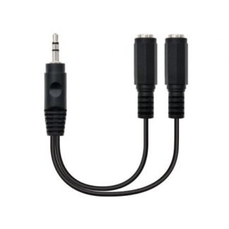 Cable estéreo nanocable 10.24.1200/ jack 3.5 macho - 2x jack 3.5 hembra/ 15cm/ negro