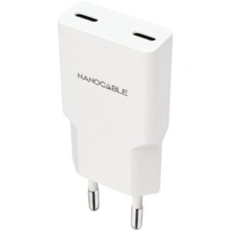 Cargador de pared nanocable 10.10.2026/ 2xusb tipo-c/ 25w/ blanco