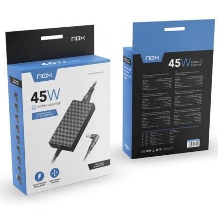 Cargador de portátil nox 45w/ 45w/ automático/ 9 conectores/ voltaje 9-20v - Imagen 4