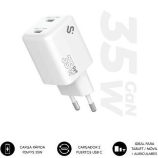 Cargador de pared gan subblim 35w charger usb c+c/ 2xusb tipo-c/ 35w