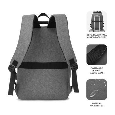 Mochila subblim city backpack para portátiles hasta 15.6"/ puerto usb/ gris - Imagen 3