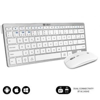Teclado y ratón inalámbrico subblim oco010 combo multidispositivo compacto/ plata