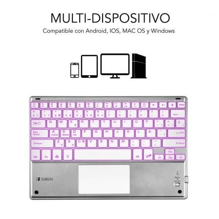 Teclado compacto inalámbrico por bluetooth subblim smbt50/ plata - Imagen 2