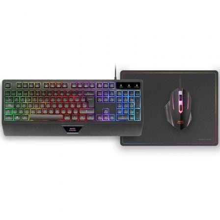 Pack gaming mars gaming mcp124/ teclado h-mech + ratón óptico + alfombrilla/ negro