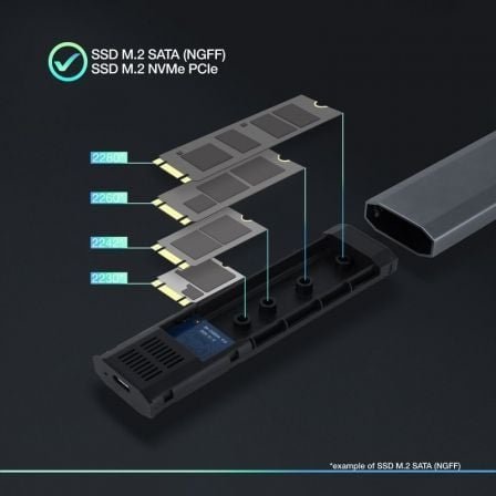 Caja externa para disco ssd m.2 nvme tooq tqe-2223g/ usb 3.2/ sin tornillos - Imagen 3