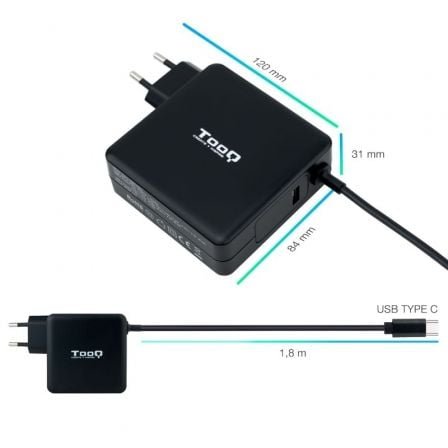 Cargador de portátil tooq tqlc-usbc90pd usb tipo-c/ 90w/ automático/ voltaje 5-20v - Imagen 3