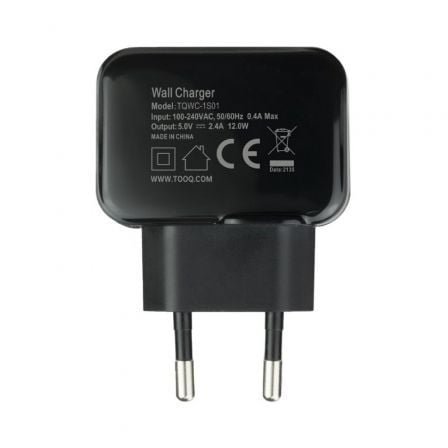 Cargador de pared tooq tqwc-1s01/ 1xusb/ 12w/ negro - Imagen 3