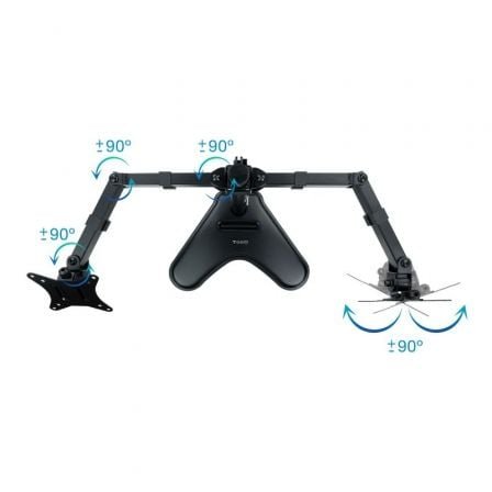 Soporte de sobremesa para 2 monitores tooq db1702tn-b/ giratorio/ inclinable/ hasta 9kg - Imagen 3