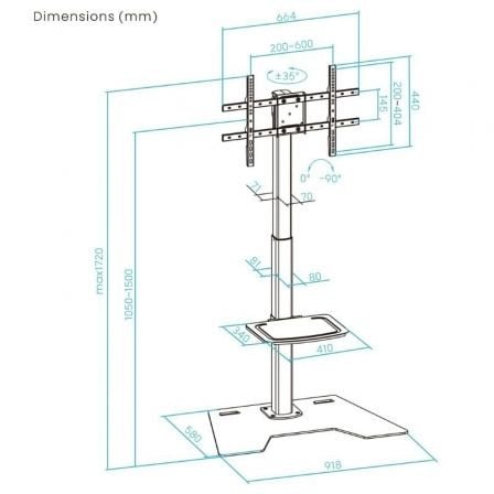 Soporte de suelo rotatorio/ajustable tooq fs2284m-b para tv de 37-70"/ hasta 70kg - Imagen 5
