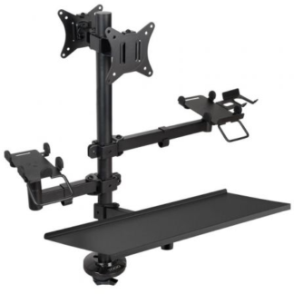 Soporte de mesa para tpv 2 monitores tooq tqpm0003/ giratorio/ inclinable/ rotatorio/ hasta 9kg