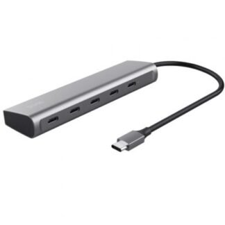 Hub usb tipo-c trust halyx/ 4xusb tipo-c/ 1xusb tipo-c pd/ gris