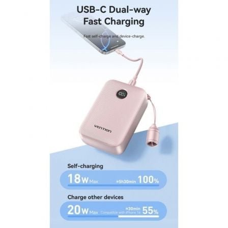Powerbank 20000mah vention fkbn0-c/ 22.5w/ beige/ incluye cable usb tipo-c - Imagen 4