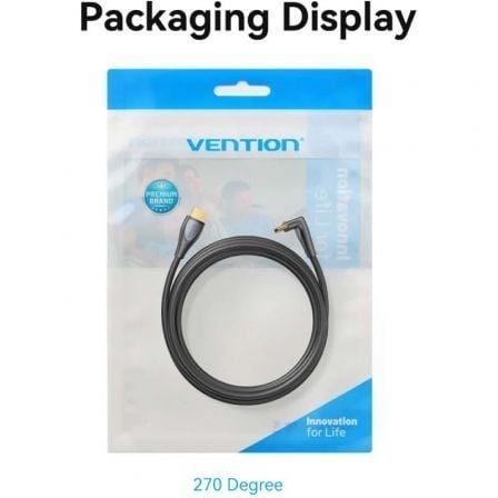 Cable hdmi 2.0 4k acodado vention alrbi/ hdmi macho - hdmi macho/ 3m/ negro - Imagen 2