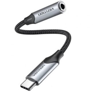 Conversor vention bgmhf/ jack 3.5 hembra - usb tipo-c macho/ 1m/ gris