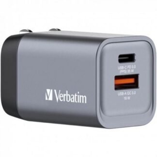 Cargador de pared universal gan para viaje verbatim gnc-35/ 1xusb tipo-c/ 1xusb/ 35w