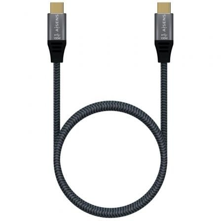 Cable USB 2.0 Tipo-C Aisens A107-0629 5A 100W/ USB Tipo-C Macho - USB Tipo-C Macho/ Hasta 100W/ 480Mbps/ 2m/ Gris - Imagen 3