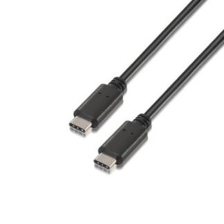 Cable USB 2.0 Tipo-C Aisens A107-0055/ USB Tipo-C Macho - USB Tipo-C Macho/ 480Mbps/ 50cm/ Negro