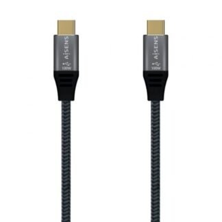 Cable USB 3.2 Tipo-C Aisens A107-0634 20GBPS 5A 100W/ USB Tipo-C Macho - USB Tipo-C Macho/ Hasta 100W/ 20Gbps/ 2m/ Gris