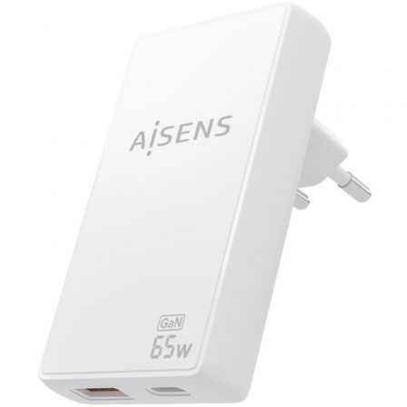 Cargador de Pared GaN Aisens ASCH-65W2P076-W/ 1xUSB Tipo-C/ 1xUSB/ 65W/ Blanco - Imagen 2