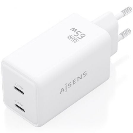 Cargador de Pared GaN Aisens ASCH-65W2P078-W/ 2xUSB Tipo-C/ 65W/ Blanco - Imagen 2
