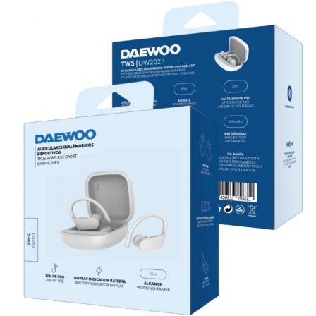 Auriculares deportivos bluetooth daewoo dw2023 con estuche de carga/ autonomía 5h/ blancos - Imagen 4