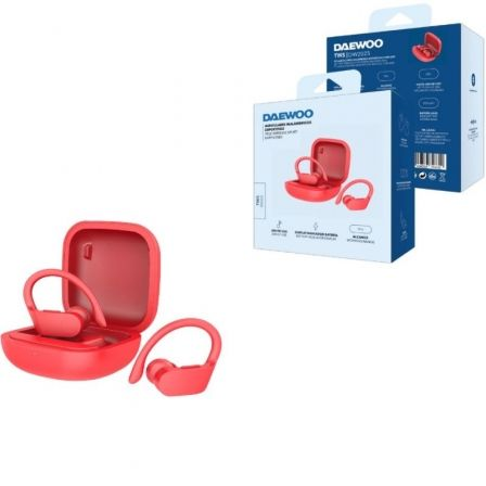 Auriculares deportivos bluetooth daewoo dw2025 con estuche de carga/ autonomía 5h/ rojos - Imagen 3