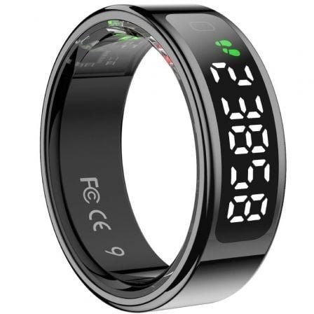 Anillo Inteligente Leotec Kör Mau Smart Ring Talla 8/ Ø18.3mm/ Notificaciones/ Frecuencia Cardíaca/ Negro