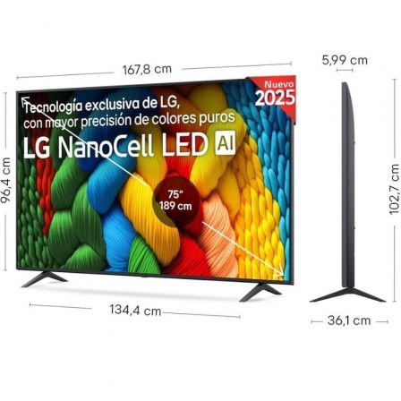 Televisor lg nanocell 75nano80a6b 75"/ ultra hd 4k/ smart tv/ wifi - Imagen 2