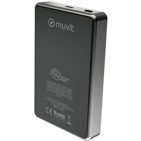 Powerbank 10000mAh Muvit For Change MCCHP0010/ 20W/ Wireless/ Negra/ Incluye Cable USB Tipo-C - Imagen 2