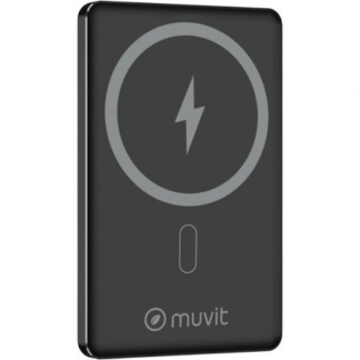 Powerbank 5000mAh Muvit For Change MCCHP0009/ 20W/ Wireless/ Negra/ Incluye Cable USB Tipo-C