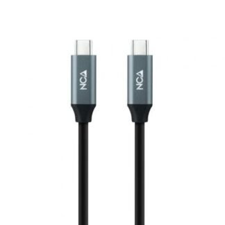 Cable USB 3.2 Nanocable 10.01.4300/ USB Tipo-C Macho - USB Tipo-C Macho/ Hasta 100W/ 20Gbps/ 50cm/ Gris y Negro