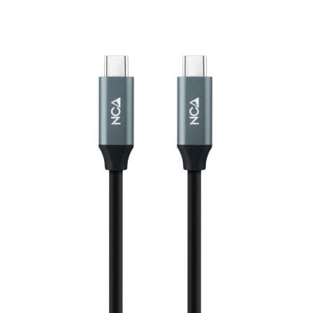 Cable USB 3.2 Nanocable 10.01.4300/ USB Tipo-C Macho - USB Tipo-C Macho/ Hasta 100W/ 20Gbps/ 50cm/ Gris y Negro