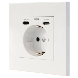 Roseta de Pared Nanocable 10 35 0012/ 1 Schuko/ 2 USB