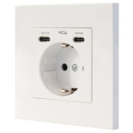Roseta de Pared Nanocable 10 35 0012/ 1 Schuko/ 2 USB