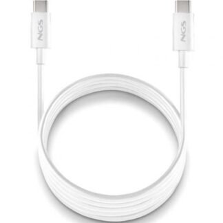 Cable USB 2.0 Tipo-C NGS ZYRO 60W-1/ USB Tipo-C Macho - USB Tipo-C Macho/ Hasta 60W/ 480Mbps/ 1m/ Blanco
