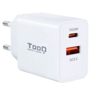 Cargador de pared tooq tqwc-2sc04wt/ 1xusb tipo-c/ 1xusb/ 20w
