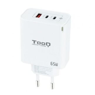 Cargador de Pared GaN TooQ TQWC-GANQC2PD65WT/ 2xUSB Tipo-C/ 1xUSB/ 65W
